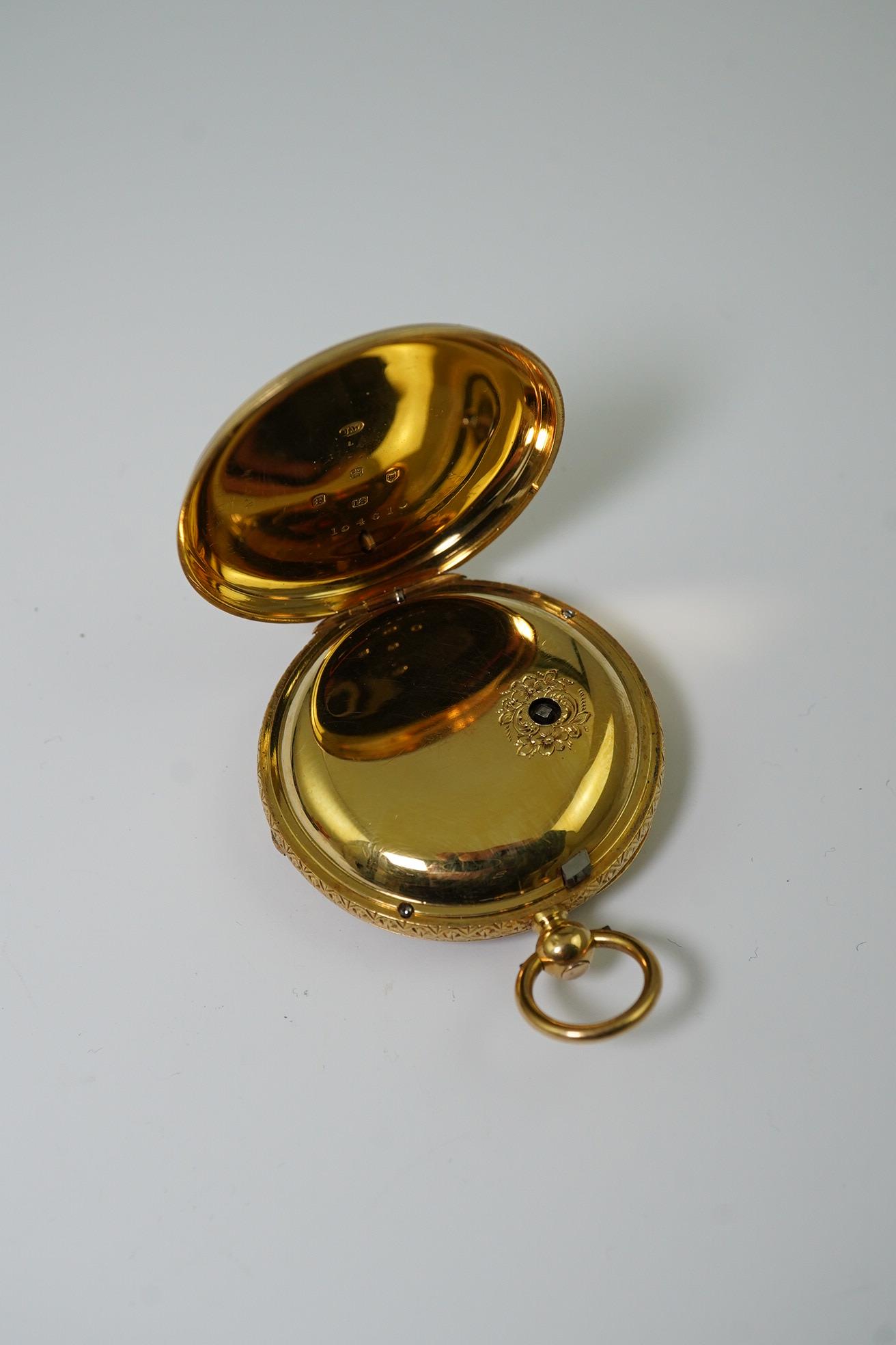 A Victorian 18ct gold open face keywind fob watch by Barnby & Rust of Hull